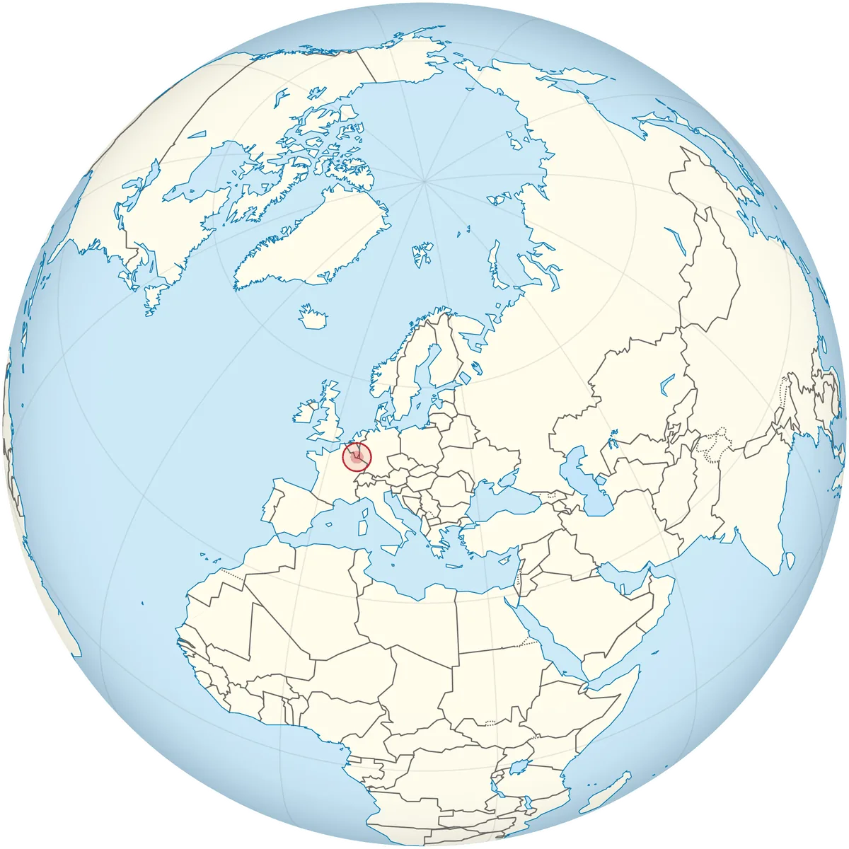 Luxembourg on the globe