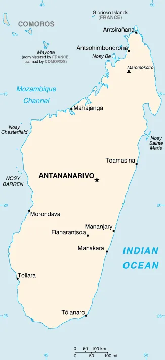Reference map of Madagascar (CIA World Factbook)