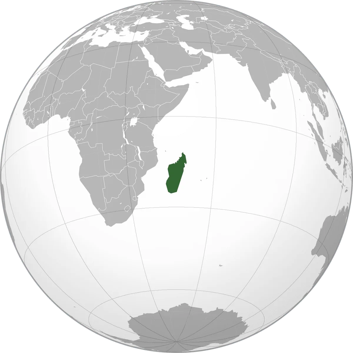 Madagascar on the globe