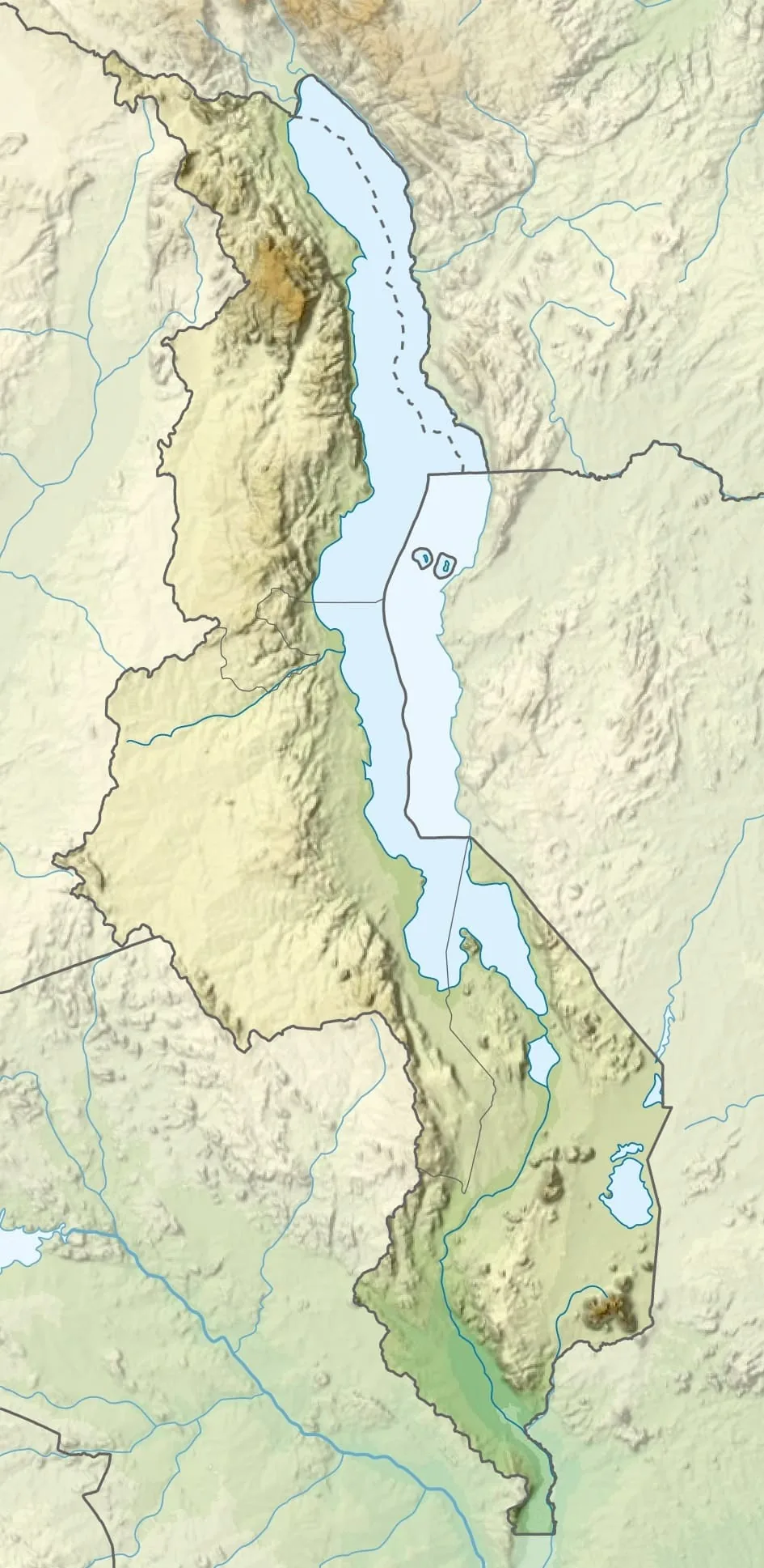 Relief map of Malawi — physical geography