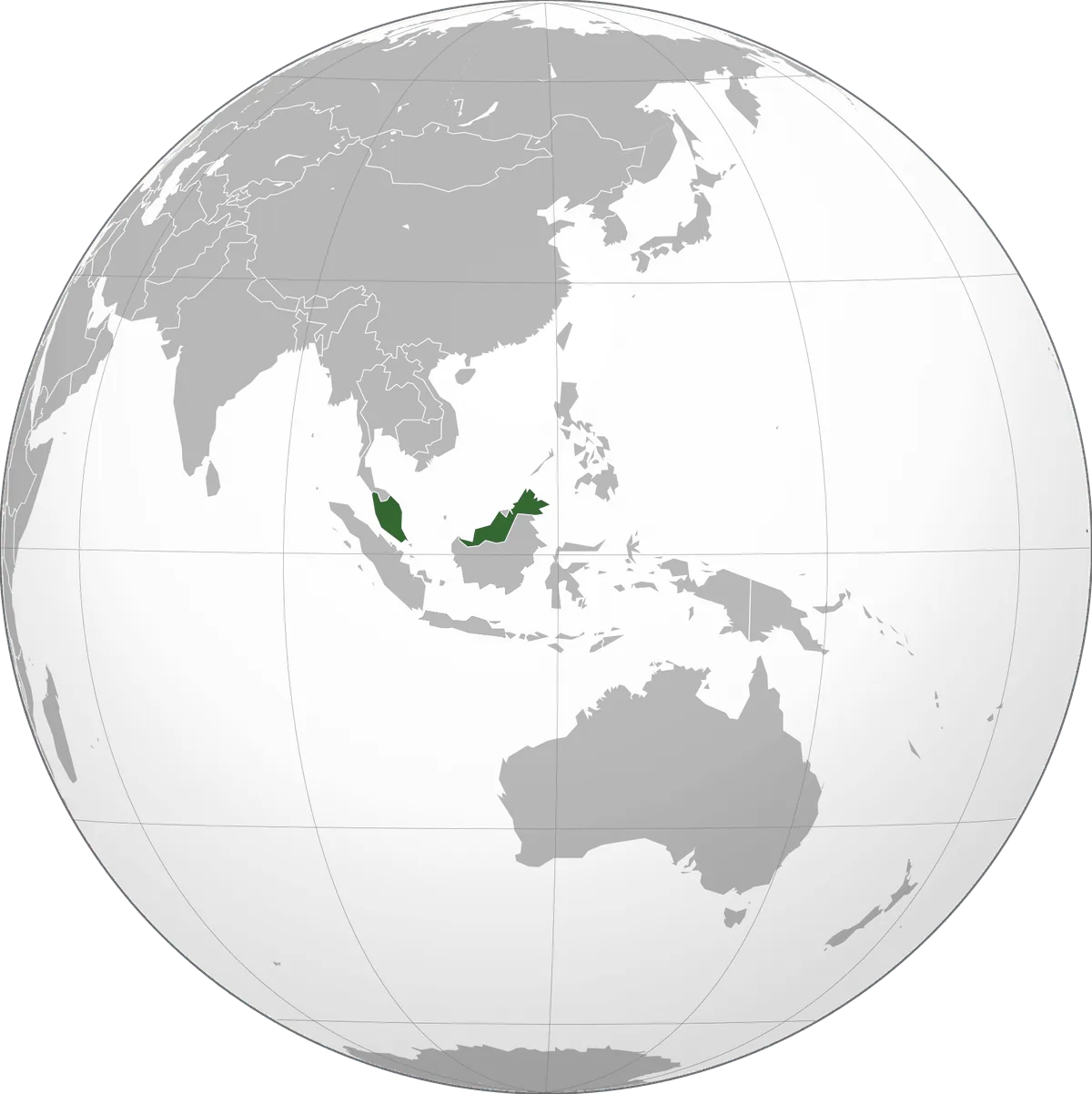 Malaysia on the globe