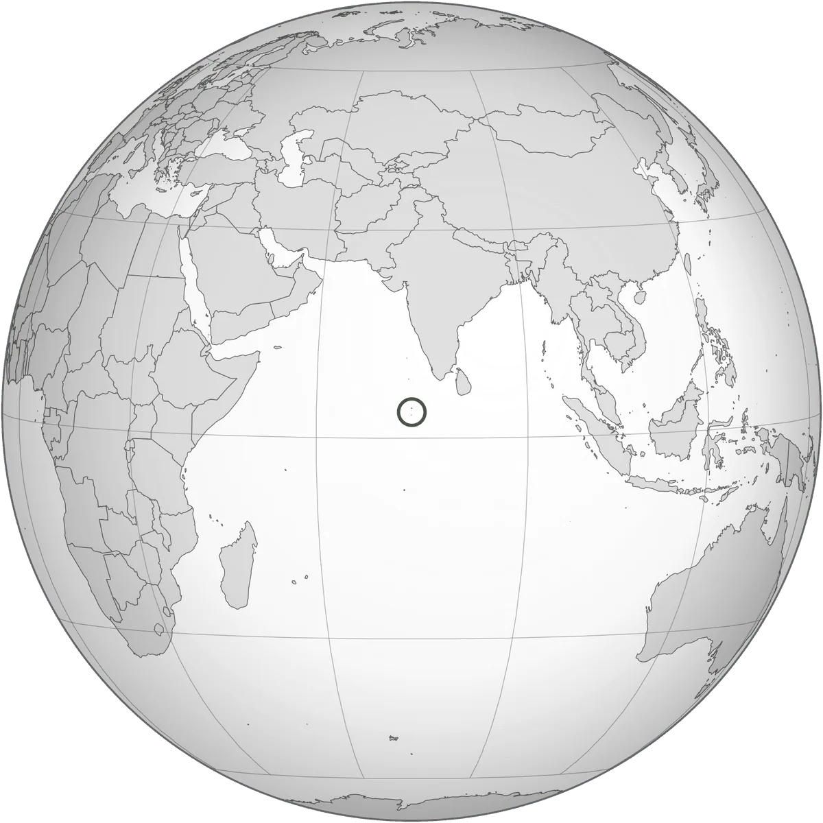 the Maldives on the globe