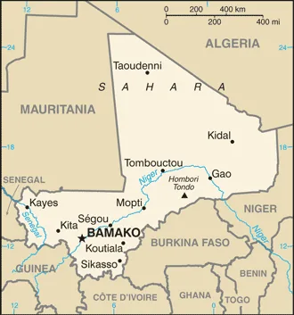 Reference map of Mali (CIA World Factbook)