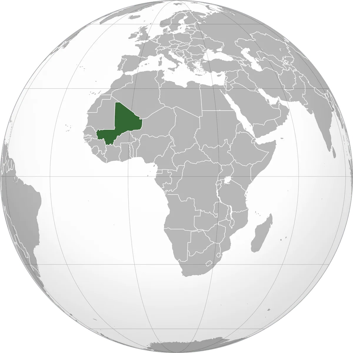 Mali on the globe