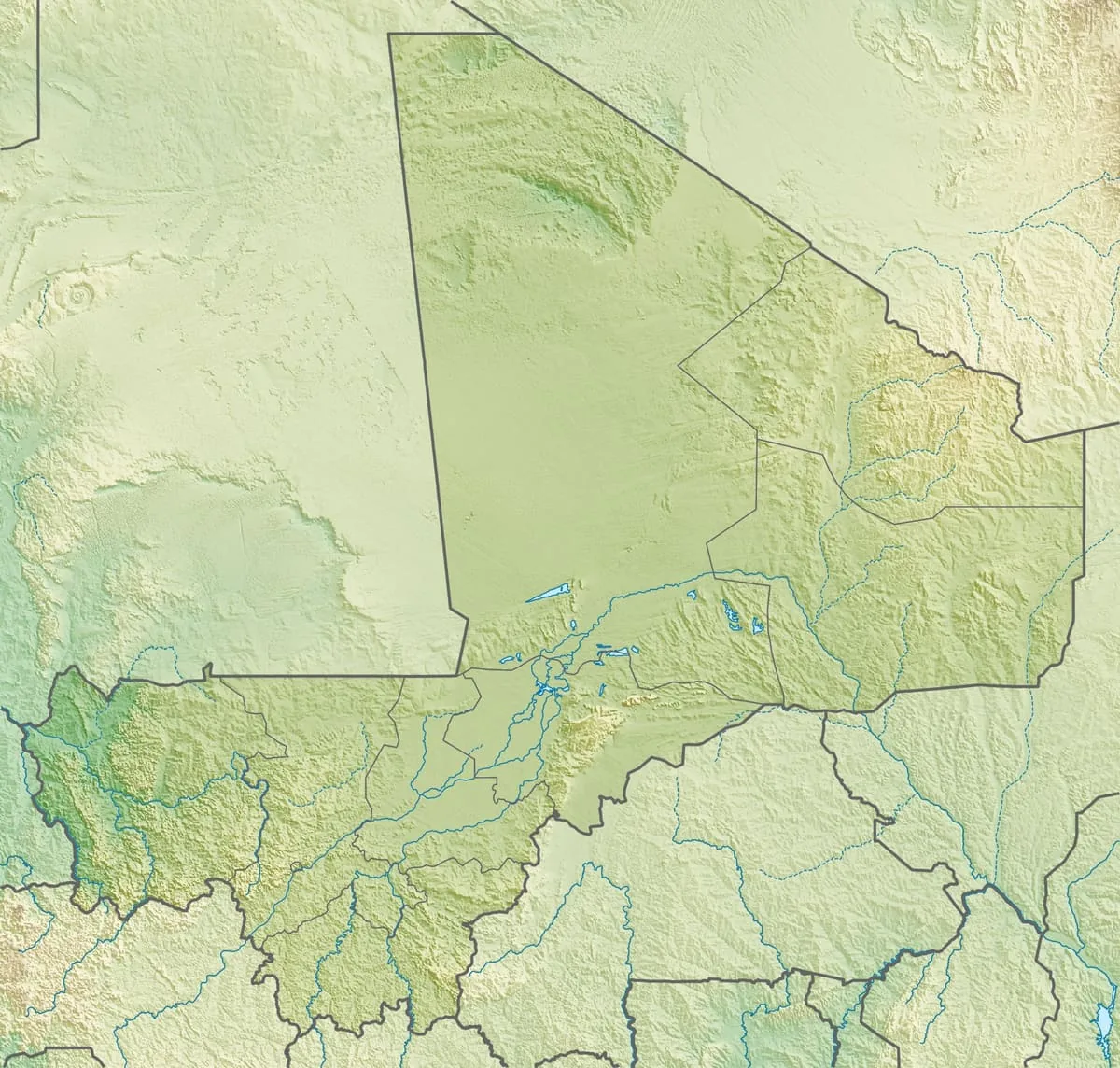 Relief map of Mali — physical geography