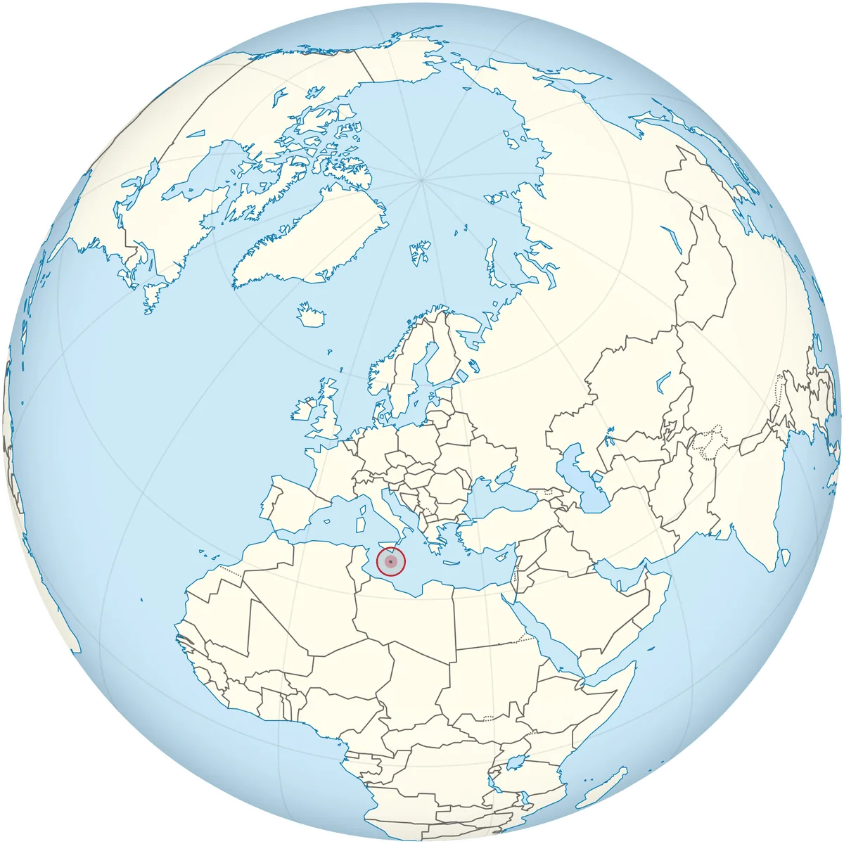 Malta on the globe