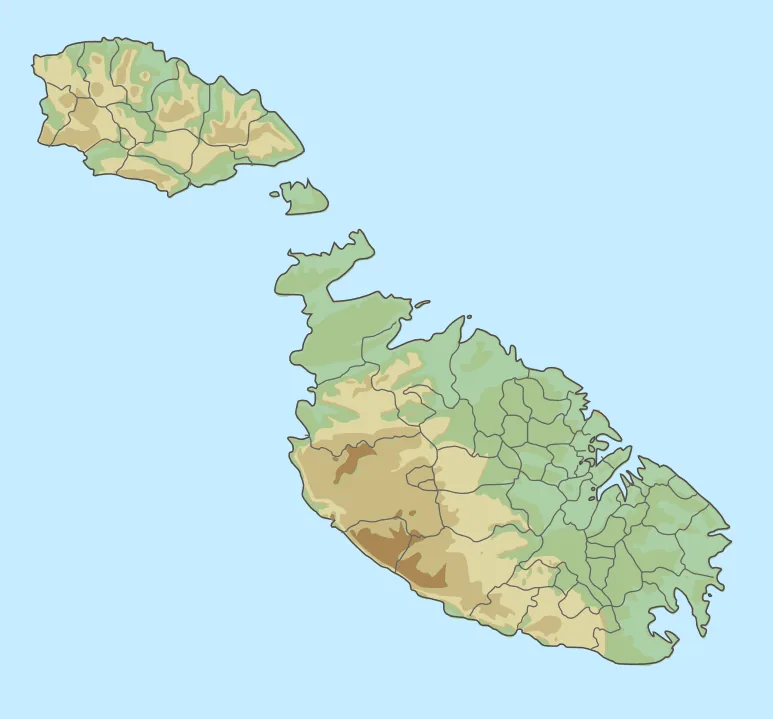 Relief map of Malta — physical geography