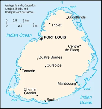 Reference map of Mauritius (CIA World Factbook)