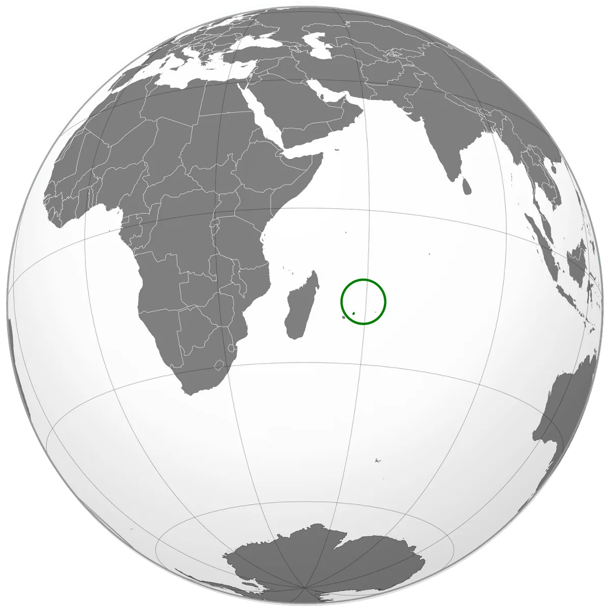 Mauritius on the globe