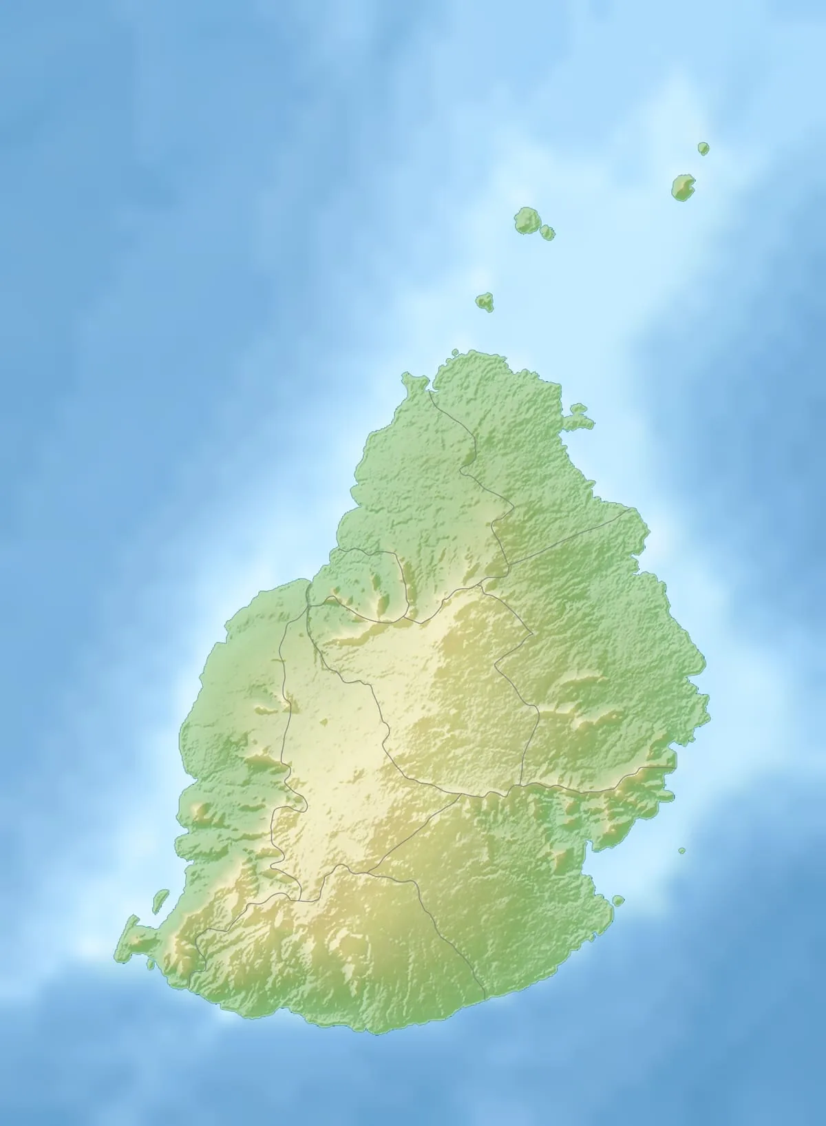 Relief map of Mauritius — physical geography