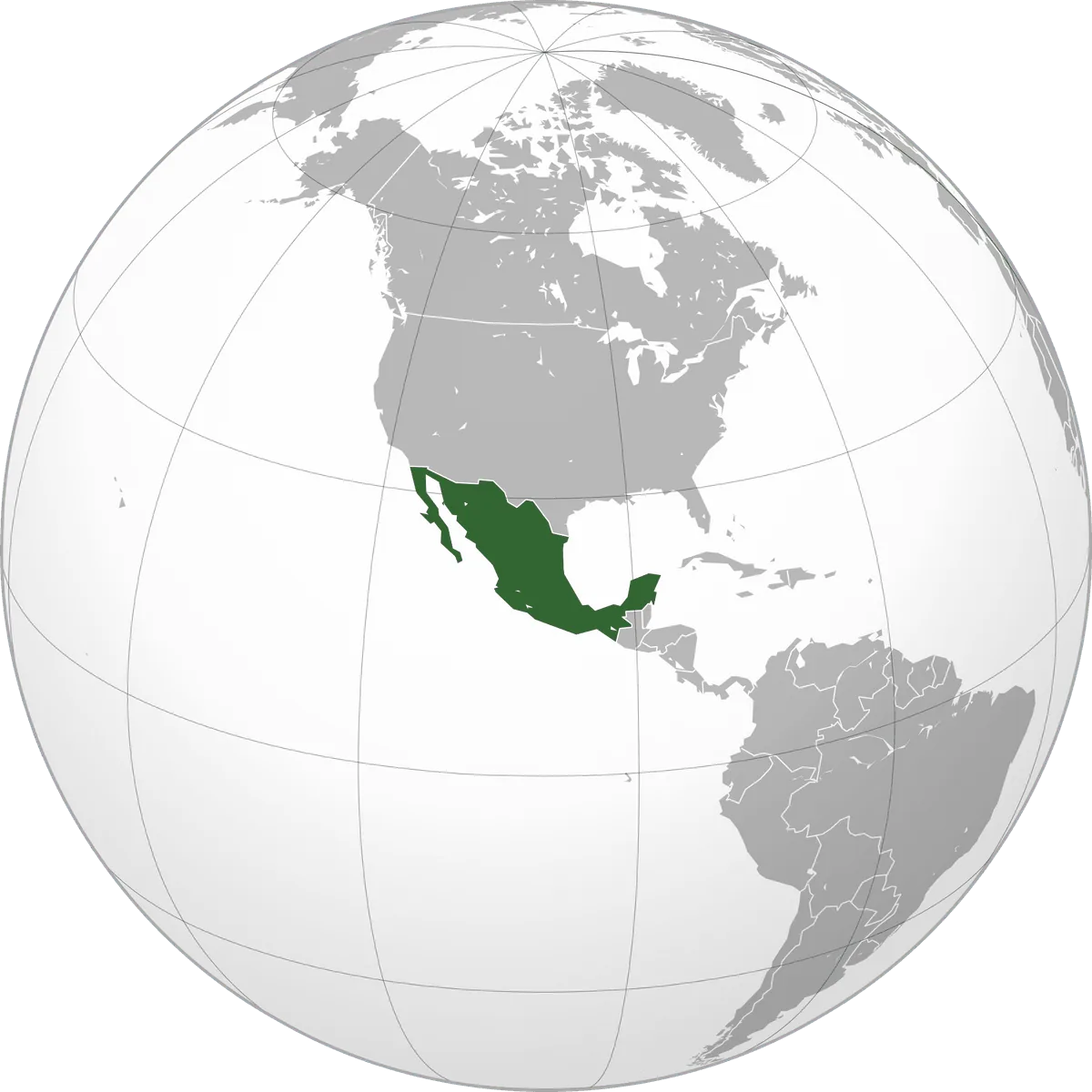 Mexico on the globe