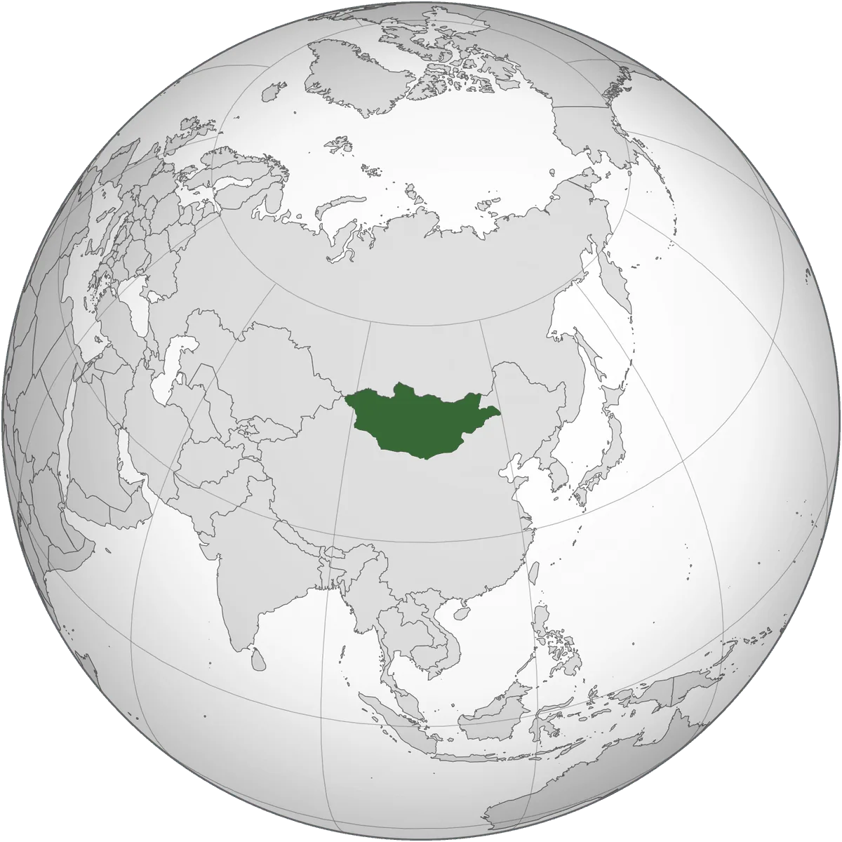 Mongolia on the globe