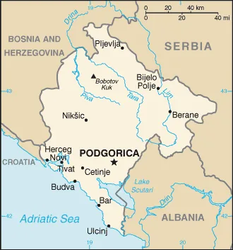 Reference map of Montenegro (CIA World Factbook)