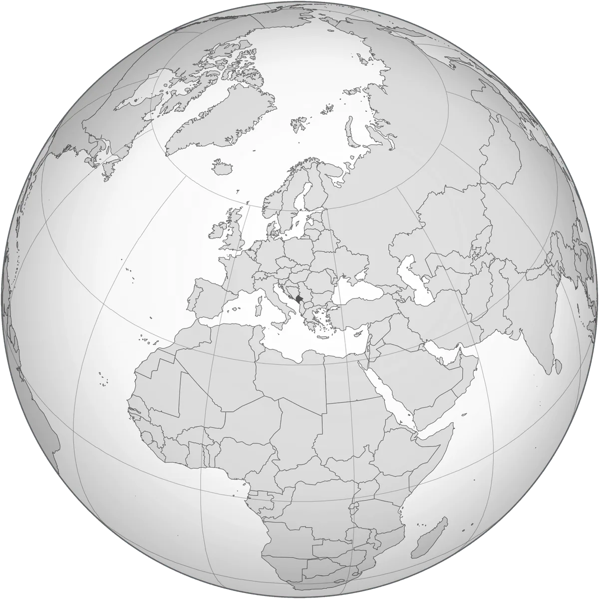 Montenegro on the globe