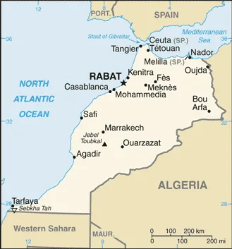 Reference map of Morocco (CIA World Factbook)