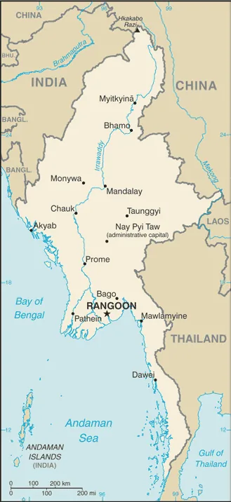 Reference map of Myanmar (CIA World Factbook)