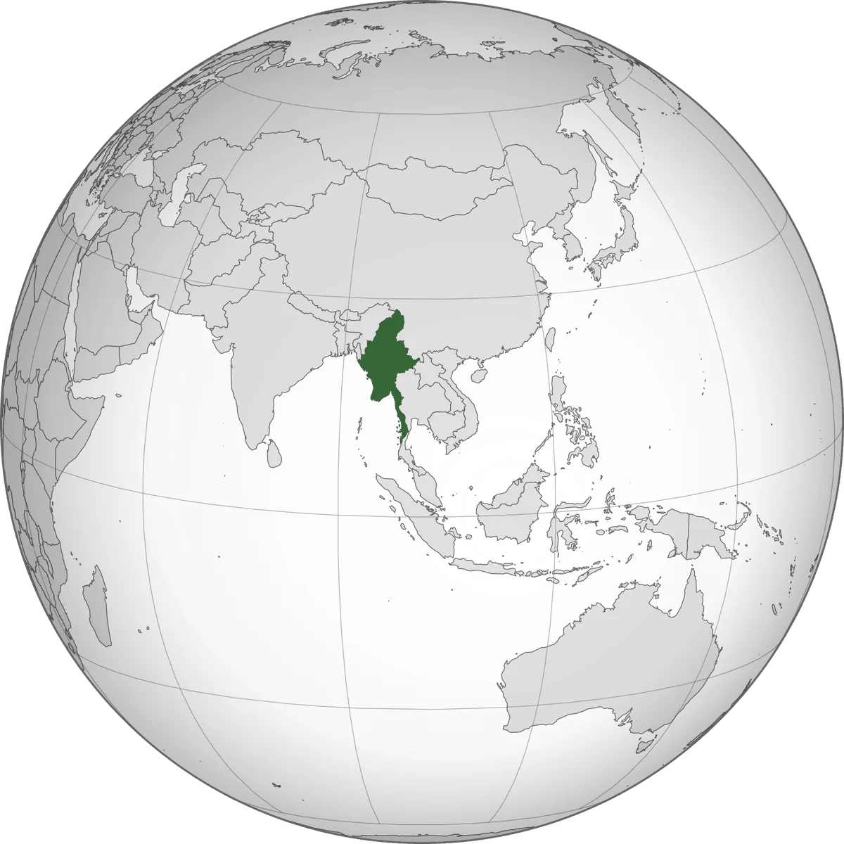 Myanmar on the globe