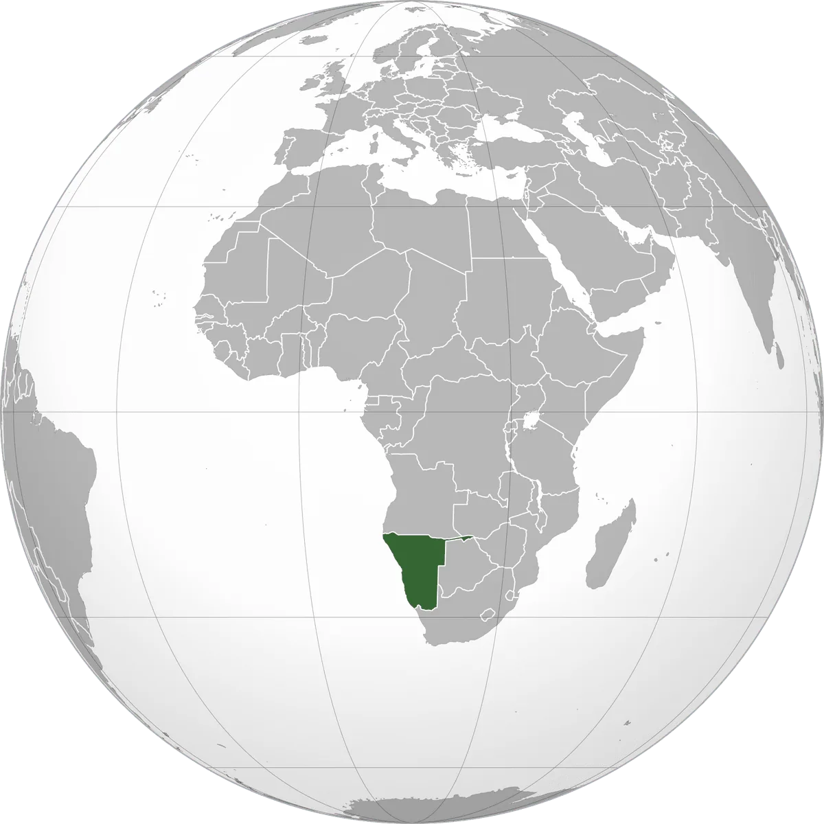 Namibia on the globe
