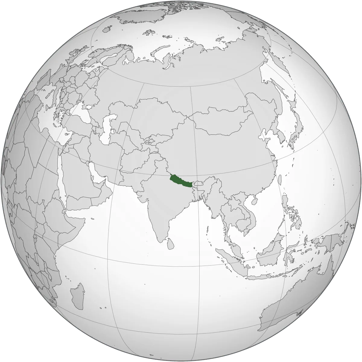 Nepal on the globe