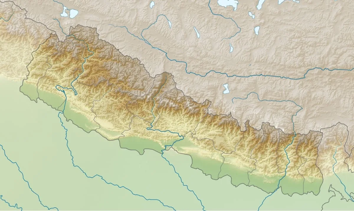 Relief map of Nepal — physical geography