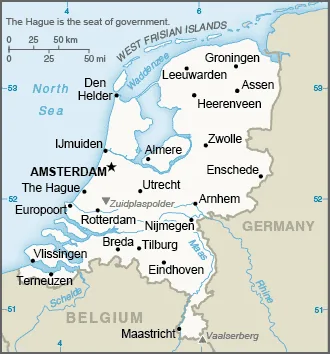 Reference map of the Netherlands (CIA World Factbook)