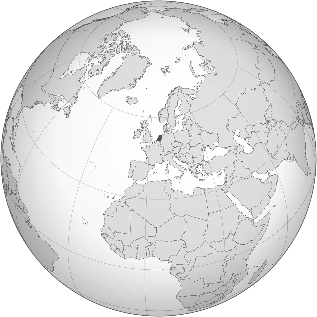 the Netherlands on the globe