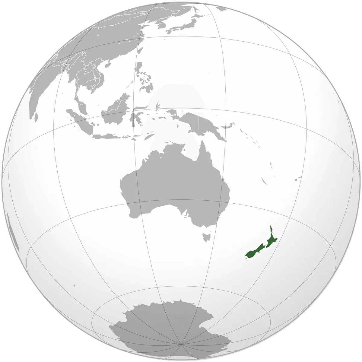New Zealand on the globe