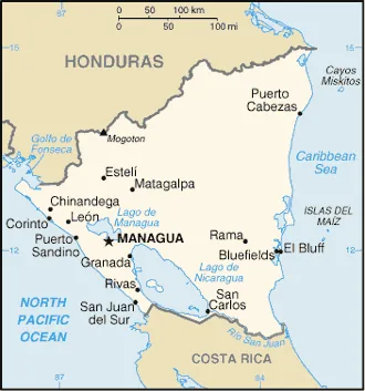 Reference map of Nicaragua (CIA World Factbook)