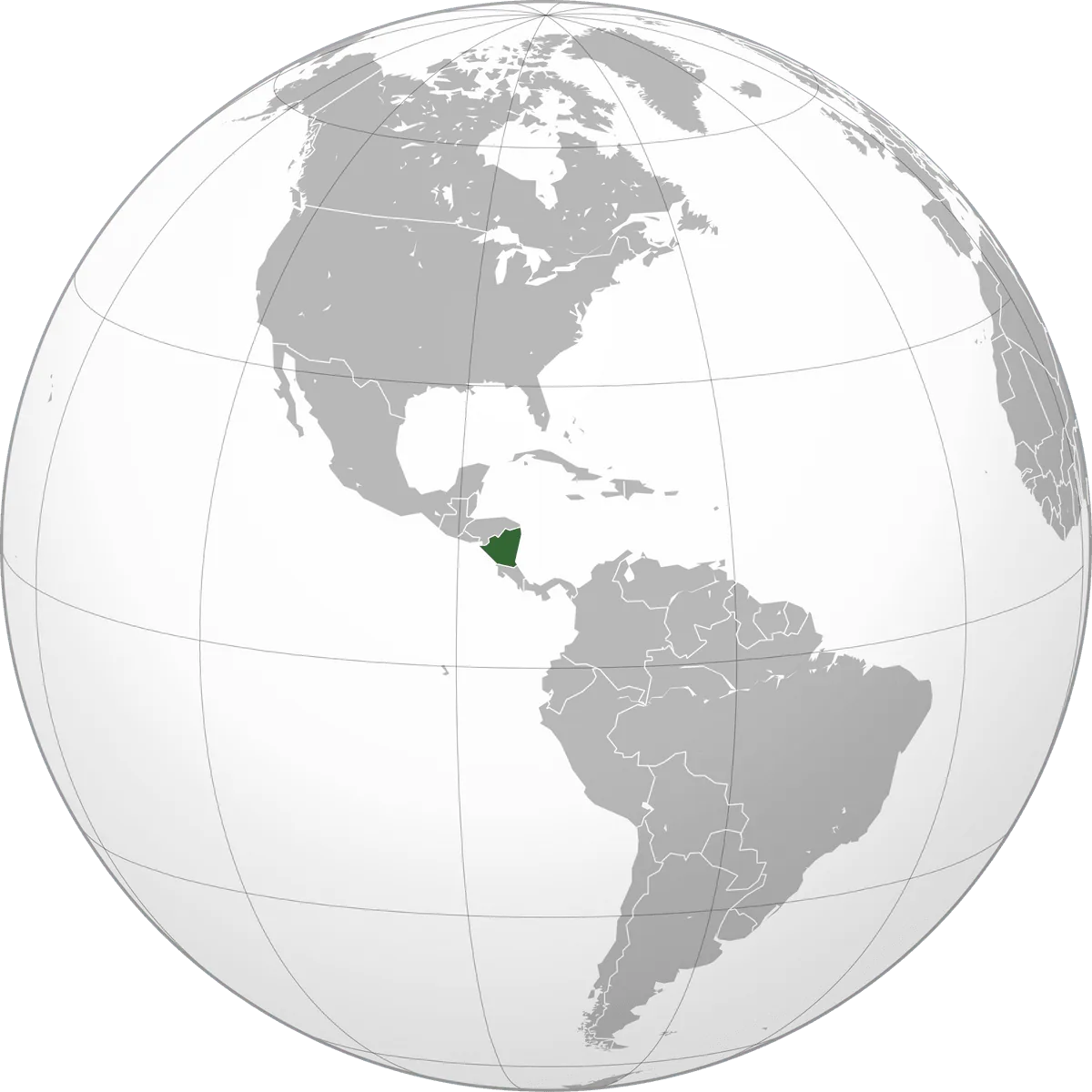 Nicaragua on the globe