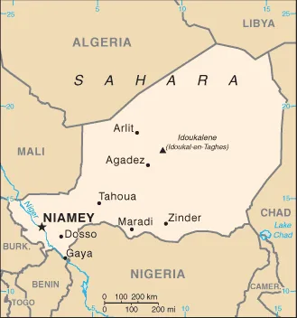Reference map of Niger (CIA World Factbook)
