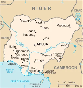Reference map of Nigeria (CIA World Factbook)