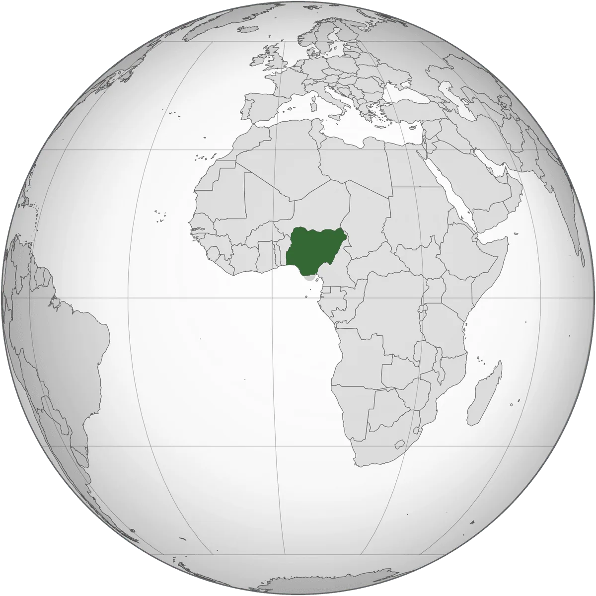 Nigeria on the globe