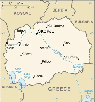 Reference map of North Macedonia (CIA World Factbook)