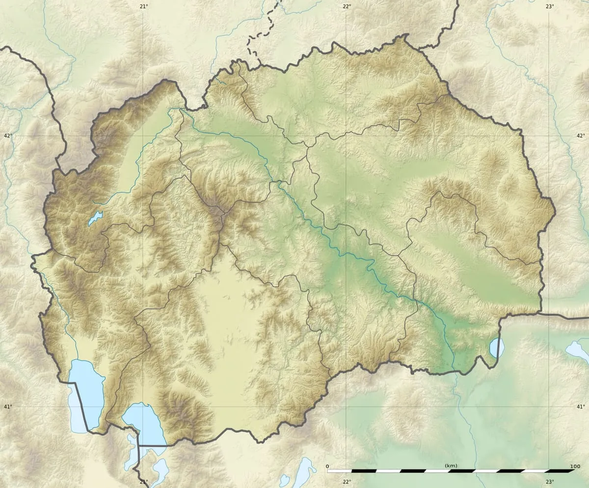 Relief map of North Macedonia — physical geography