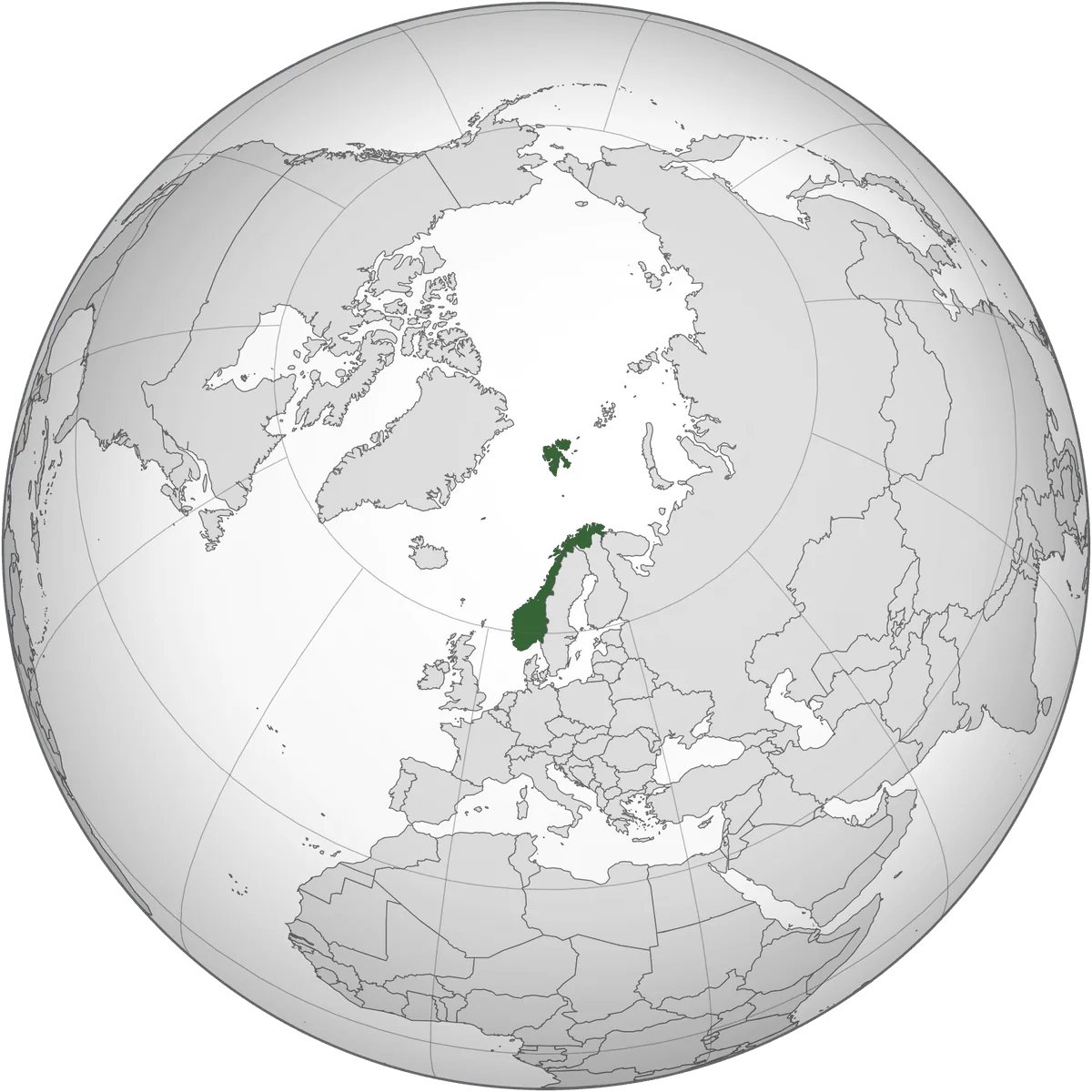 Norway on the globe