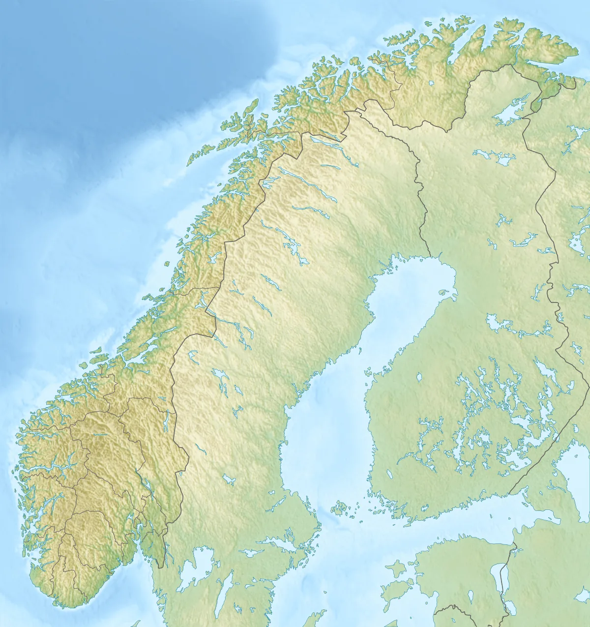 Relief map of Norway — physical geography