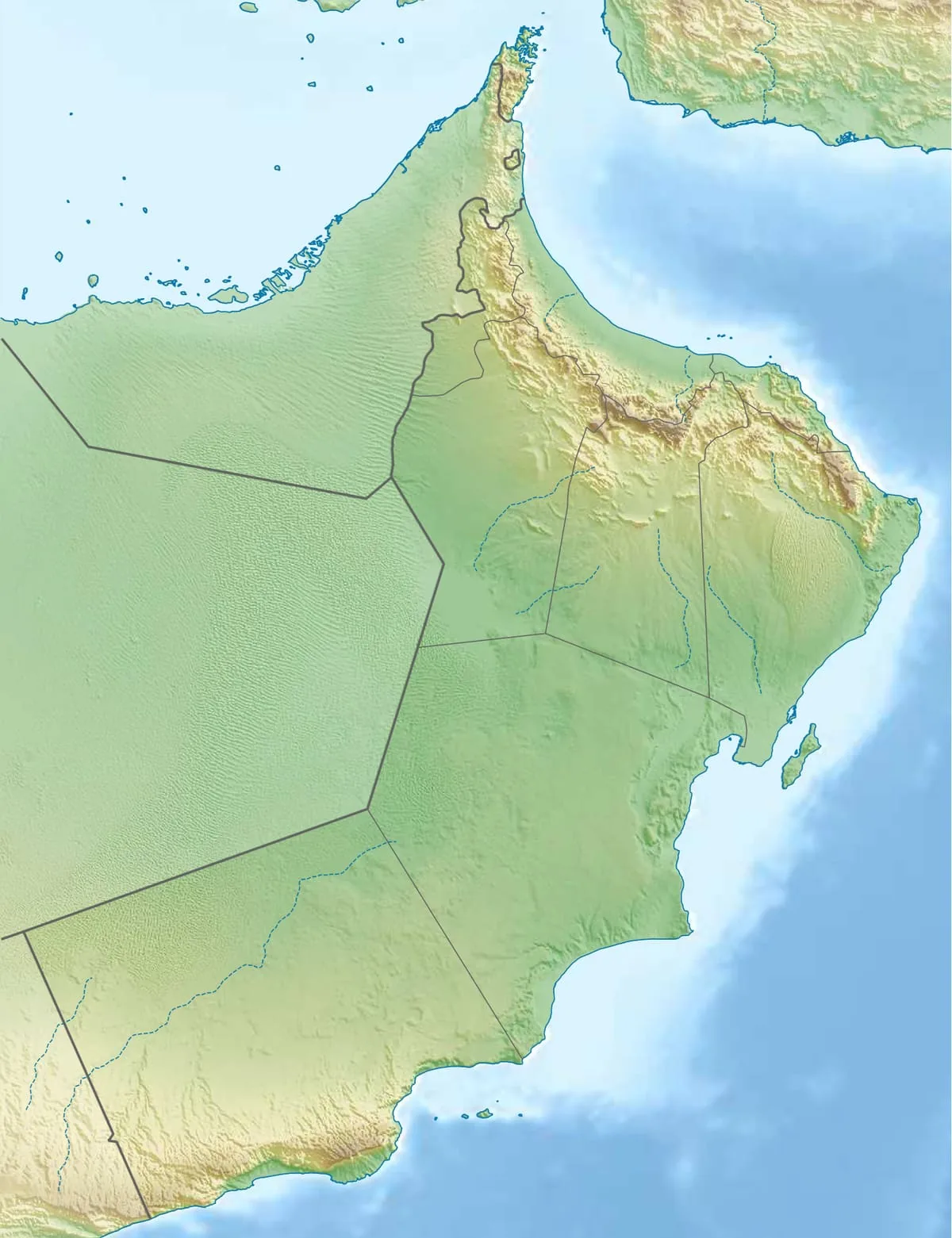 Relief map of Oman — physical geography