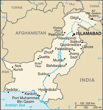 Reference map of Pakistan (CIA World Factbook)