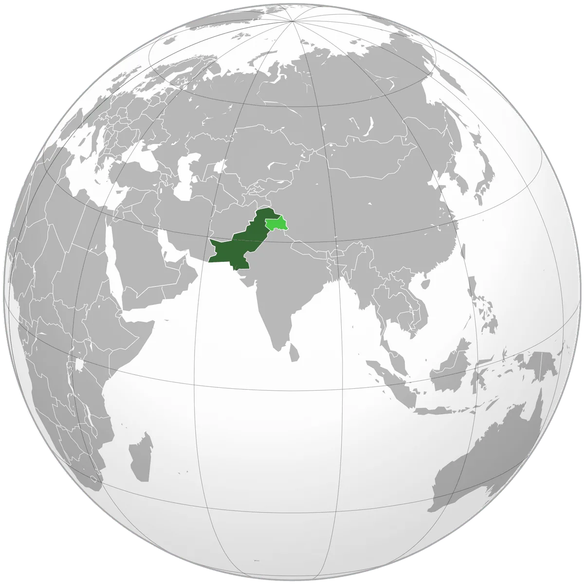 Pakistan on the globe