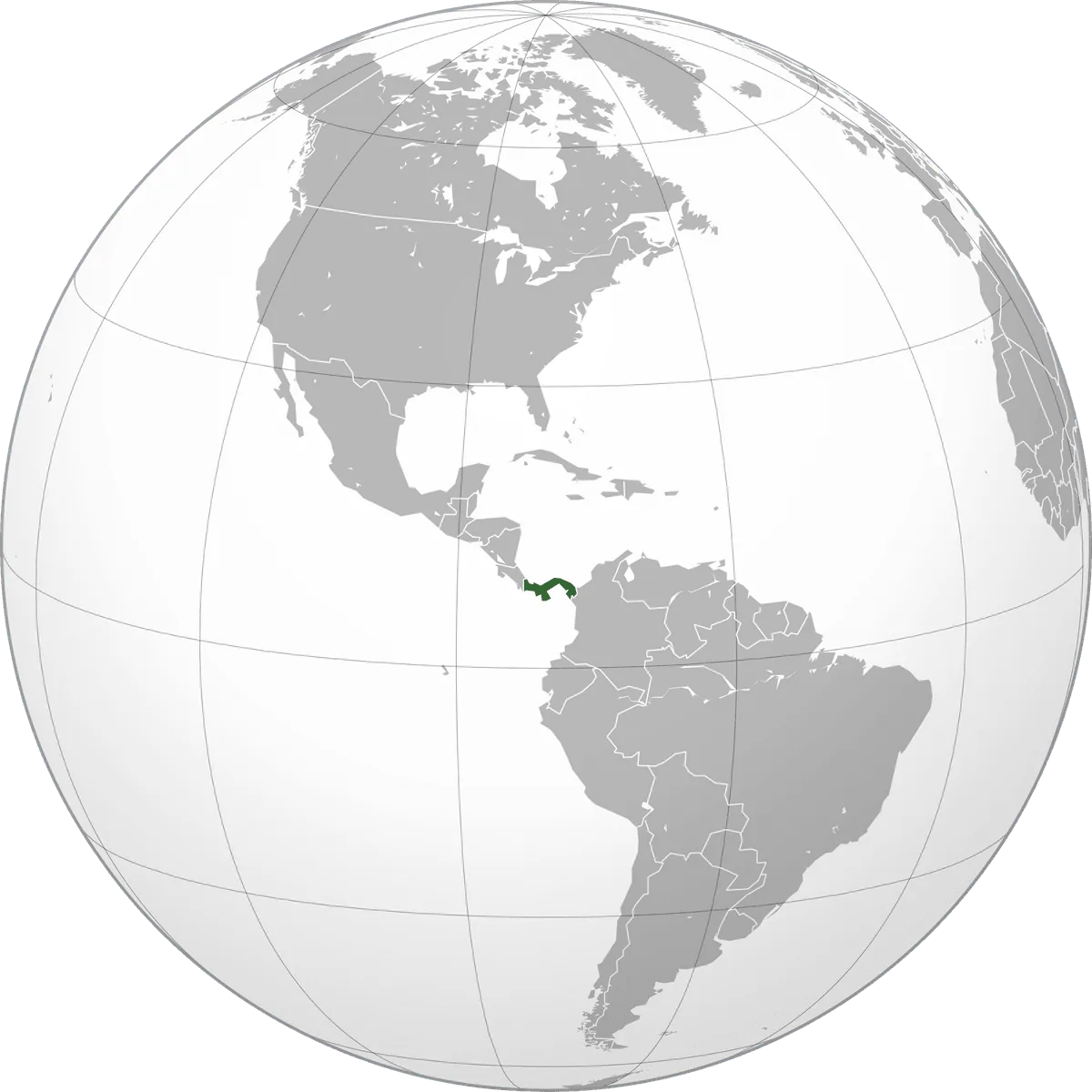Panama on the globe