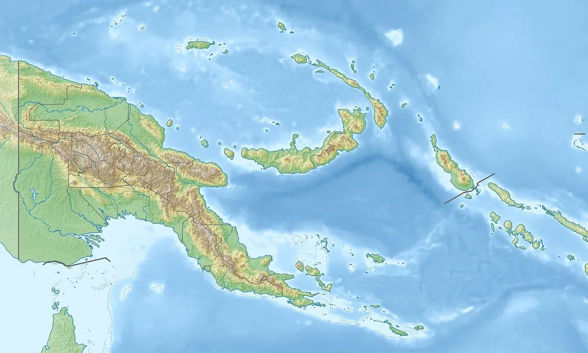 Relief map of Papua New Guinea — physical geography