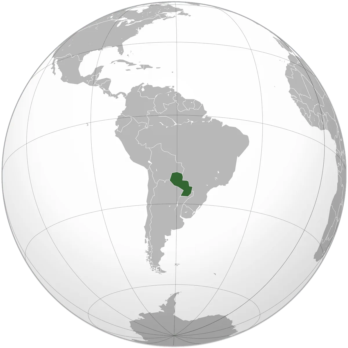 Paraguay on the globe