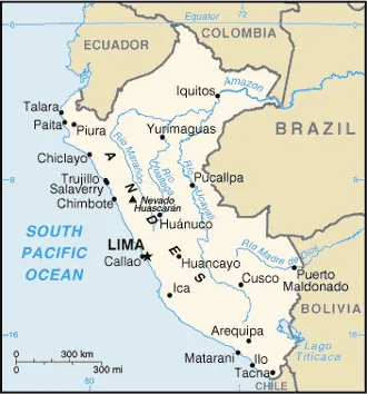 Reference map of Peru (CIA World Factbook)