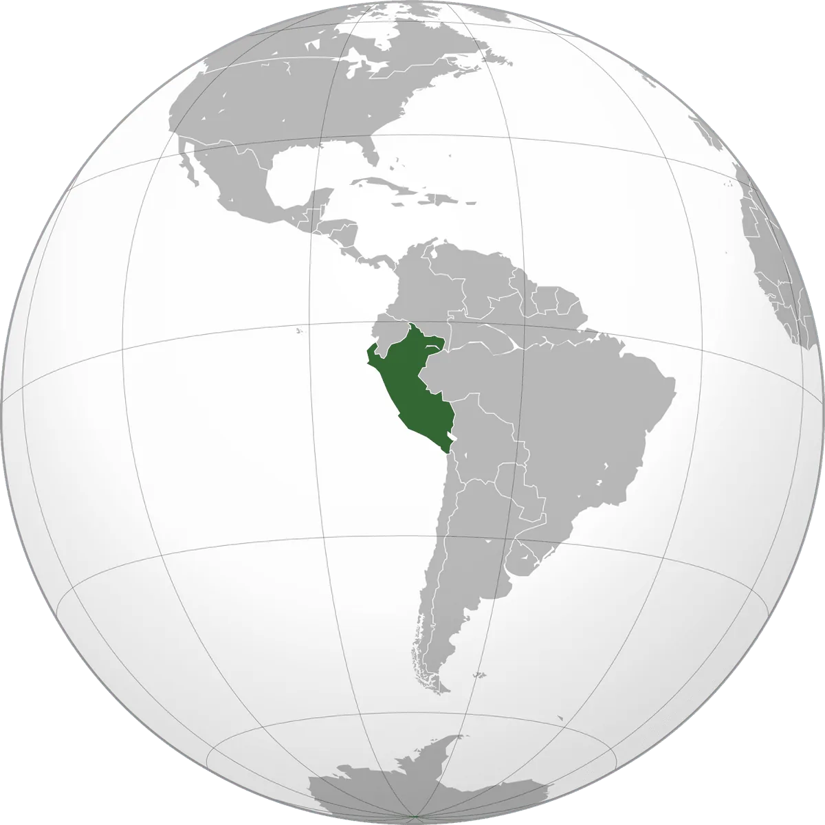 Peru on the globe
