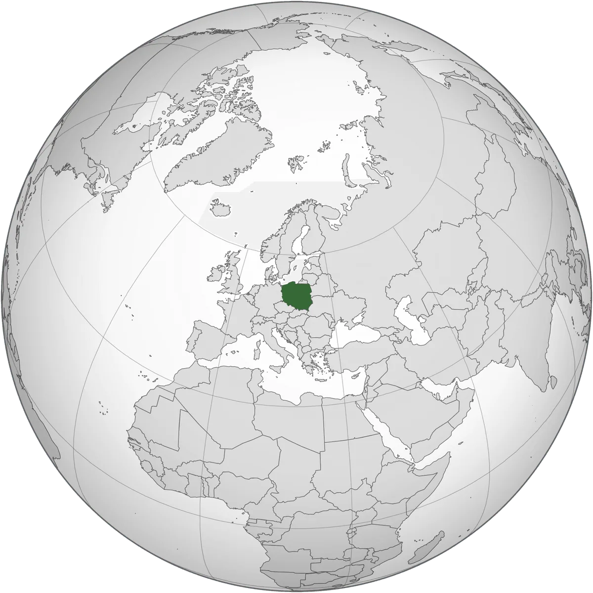 Poland on the globe
