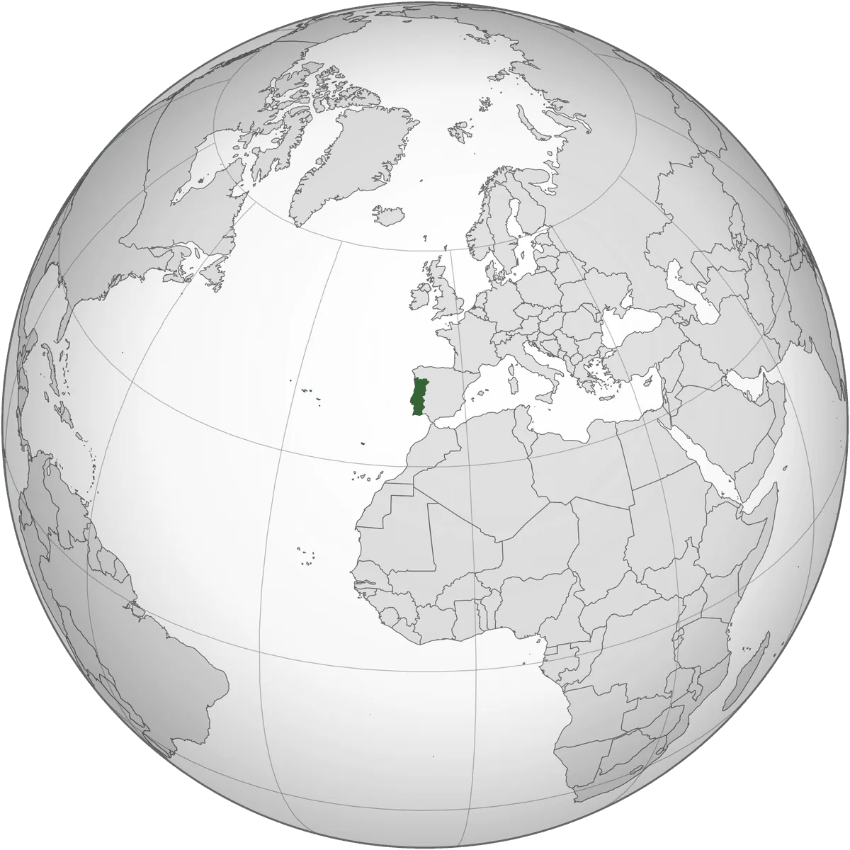 Portugal on the globe