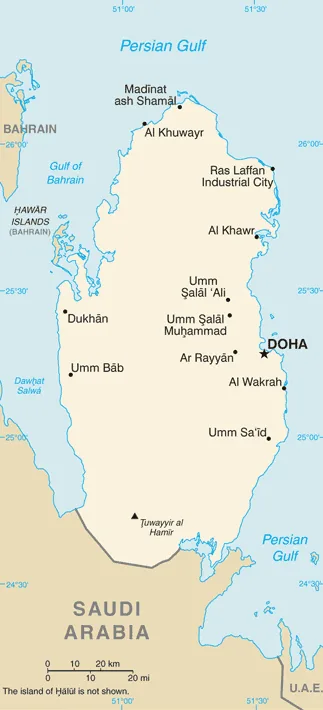 Reference map of Qatar (CIA World Factbook)