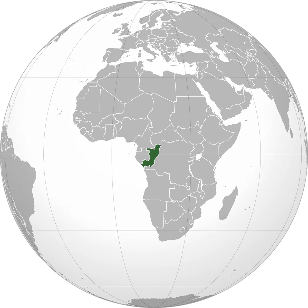 the Republic of the Congo on the globe