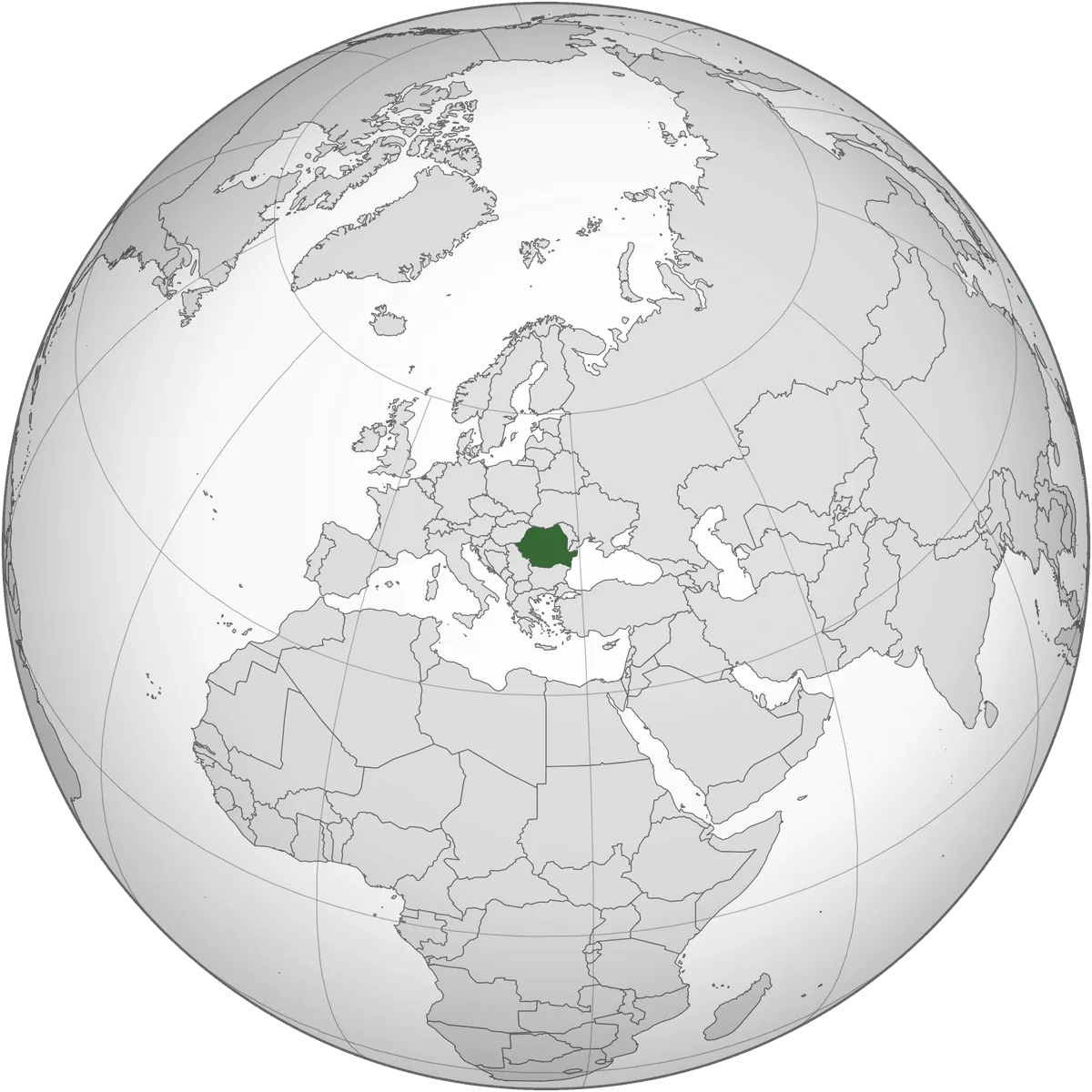Romania on the globe
