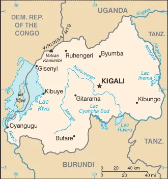 Reference map of Rwanda (CIA World Factbook)